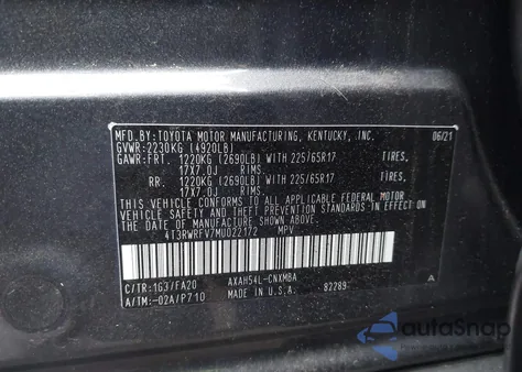 2021 Toyota Rav4 Hybrid Xle z USA, uszkodzony, nr VIN 4T3RWRFV7MU022172